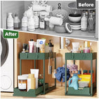 Simple Trending Under Sink Organizer 2 Pack, with Sliding Drawer, Green - Image 3
