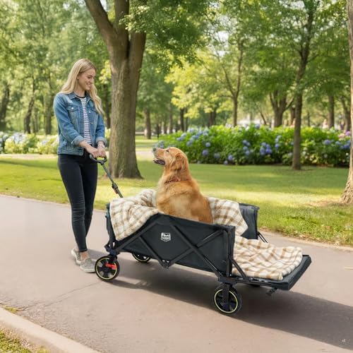 Timber Ridge 49" Extra Long Collapsible Folding Wagon with Tailgate&Brakes - Image 2