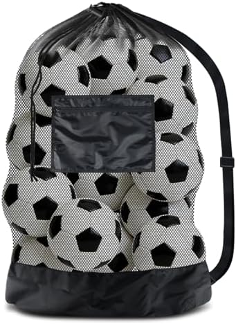 BROTOU Extra Large Soccer Ball Net Bag, 40" x 30" Drawstring Mesh Ball Bag by BROTOU