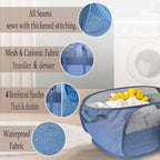 100L Collapsible Laundry Baskets 2 Pack, Extra Large Mesh Pop Up Laundry Hamper, Dirty Clothes Hamper with Reinforced Handles, Folding Hampers for Travel. Dorm or Home Portable Laundry Baskets. Blue - Image 3