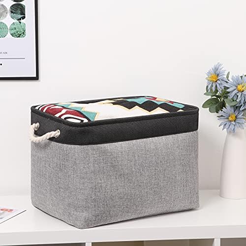 Bidtakay Fabric Storage Baskets with Handles [2-Pack] Large Canvas Organizer 16" X 11.8" X 11.8" Foldable Tall Baskets Rectangular Gift Basket Decorative Storage Bins for Closet, Home(Black&Grey) - Image 2