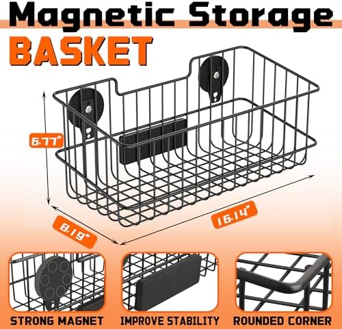 ULIBERMAGNET Magnetic Baskets, Large Capacity Metal Wire Mesh Basket Holder Organizer for Sundry Tool Storage, Magnetic Shelf for Garage, Laundry, Kitchen, Workshop, Cabinet(2 Pack) - Image 2