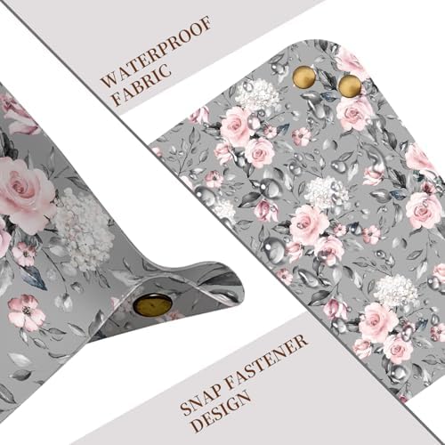 PU Leather Jewelry Valet Tray, Portable Catchall Tray for Keys, Wallet, Watch,Travel Jewelry Tray Organizer for Nightstand Desk Entryway Home Decor Gift for Women Men Grey Roses - Image 4