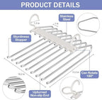 Upgrade 9 Layers Pants Hangers Space Saving, 4 Pack Pant Hangers Organizer Multifunctional Pants Rack Space Saver Closet Organizers and Storage Hangers for Pants Jeans Leggings Skirts, Snowy White | Metal Space Saving Hangers Multi-Layer Multifunctiona... - Image 5