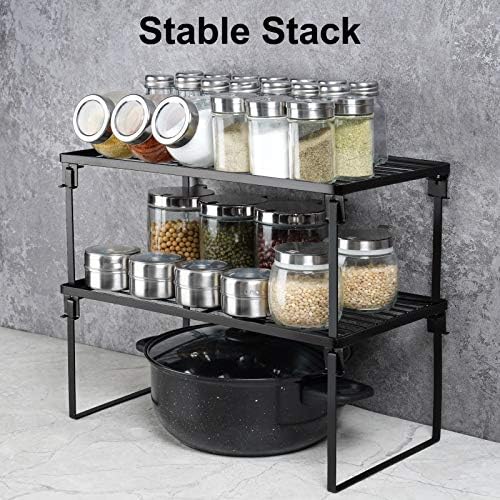 Tomorotec 2-Pack Stackable Kitchen Storage Shelf Rack Metal Cabinet Shelves - Image 3