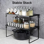 Tomorotec 2-Pack Stackable Kitchen Storage Shelf Rack Metal Cabinet Shelves - Image 3
