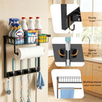 Broom Holder Wall Mount with Paper Towel Holder& Removable Anti-fall Basket - Image 7