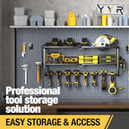 YYR Heavy Duty Power Tool Organizer with Charging Station, Cordless Drill Hanger Storage Rack, Battery Tools Holder Wall Mount Shelf for Garage - 32 Inch Equipped with Surge Protection Power Strip - Image 6