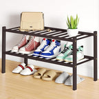 Smiry Bamboo Shoe Rack, 12 Vertical Slats, 2 Tier - 26.8" Wide, Brown by Smiry