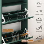 24" W Hidden Shoe Storage Cabinet with 2 Flip Drawers & Open Storage - Image 5