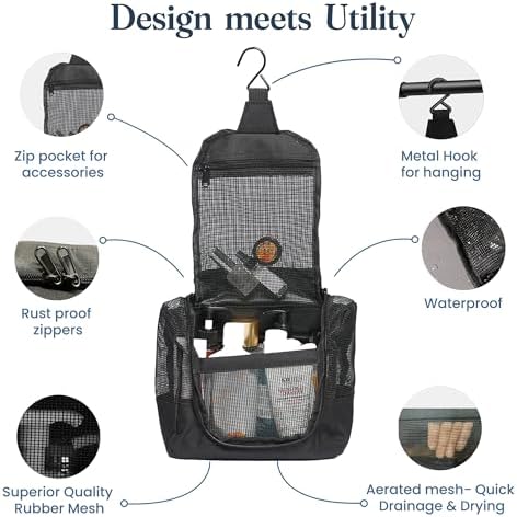 The Fine Living Co. Portable Shower Caddy Hanging Mesh Shower Caddy,10x4x8" - Image 3