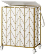 WOWLIVE Double Laundry Hamper with Lid, Rolling Laundry Basket with Wheels by WOWLIVE