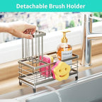 HapiRm Sink Caddy Sponge Holder - Self-draining Kitchen Sink Organizer with Smiley Face and Brush Holder, Stainless Steel Kitchen Organizer for Countertop - Brushed Nickel - Image 3
