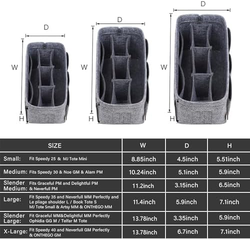 Felt Insert Bag Organizer Bag In Bag For Handbag Purse, Six Color Three Size Medium Large X-Large (Medium, Grey) - Image 2