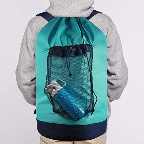Dalykate Laundry Backpack with Shoulder Straps and Mesh Pocket Durable Nylon Clothes Hamper Bag with Drawstring Closure for College, Travel, Laundromat, Apartment - Image 6