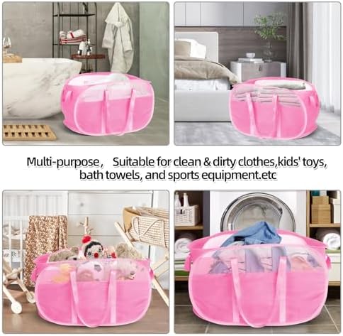 100L Collapsible Laundry Baskets, Tear Proof Pop Up Laundry Hamper with Dual Handles, Large Foldable Laundry Basket, Easy to Carry Laundry Hamper for Home, Laundry Room, Bedroom, Dorm, Travel Pink - Image 7