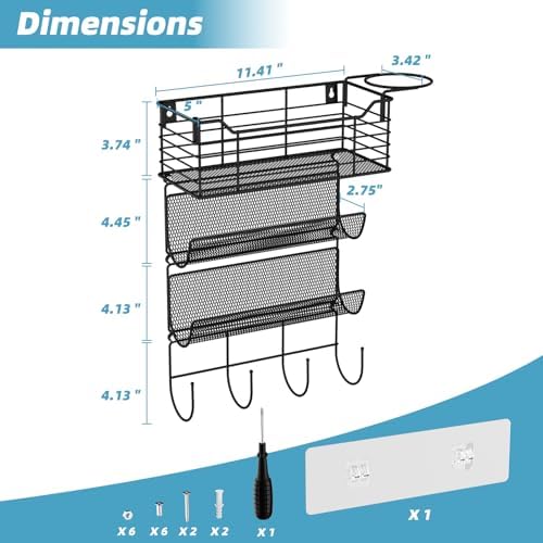 3 Tier Hair Tool Organizer Wall Mount, curling iron holder Basket, Black - Image 6