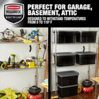 Rubbermaid Heavy Duty Black Storage Bins Plastic Totes with Lids for Storage, Stackable, Large Capacity, Durable, Multipurpose, 14 GAL, 6 Pack (14 GAL - 6 Pack Solid Black and Grey) - Image 6