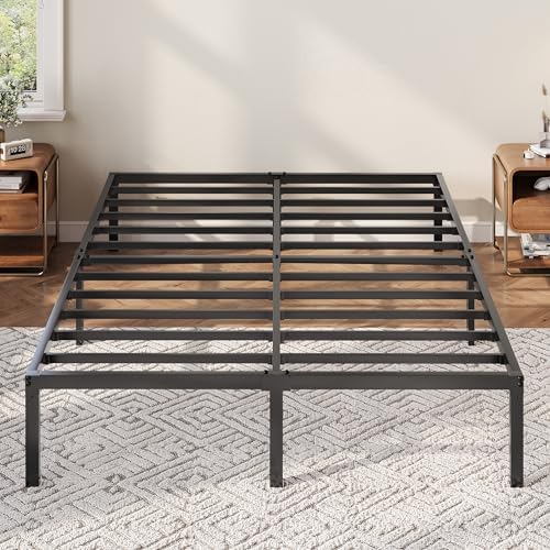 Allewie Queen Bed Frame, 12 Inch Metal Beds with Storage Space, Black by Allewie