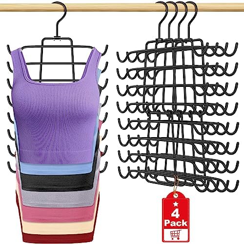 4Pcs Tank Top Hangers Space Saving Hanger Organizer Bra Hangers Black by Besslly