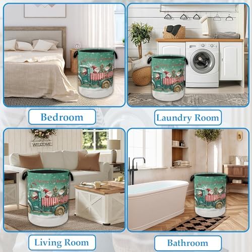 Merry Christmas Laundry Basket Collapsible Laundry Hamper, Oxford Cloth Storage Bin for Room/Bathroom/Bedroom/Dormitories 16" X 20.8" - Image 6