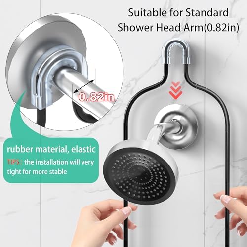 DAOYA Bathroom Shower Caddy Hanging - 3-Tier Organizer with Soap Holder & 6 Hooks for Towels, Sponge; Fits 21mm Shower Head Arm, Black - Image 2