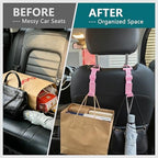 Amooca 4 Pack Anti-drop Headrest Hooks Adjustable Car Seat Organizer - Image 5