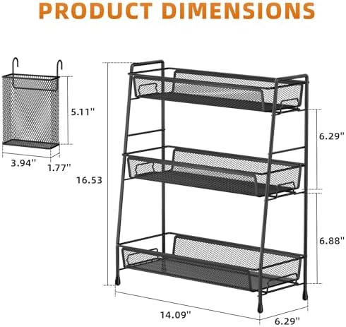 VITVITI 3 Tier Bathroom Organizer Countertop, Counter Storage Shelf, Black - Image 6