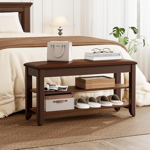 Homleke 31.5" Wide Solid Wood Shoe Rack Bench with Flip-Top Storage - Image 5