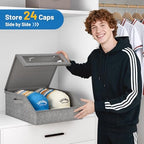 AOODA Sturdy Hat Storage for Baseball Caps, Holds up to 24 Caps Clear Hat Organizer for Closet, Bedroom, Wide Hat Box with Cardboard (Slate Grey) - Image 3