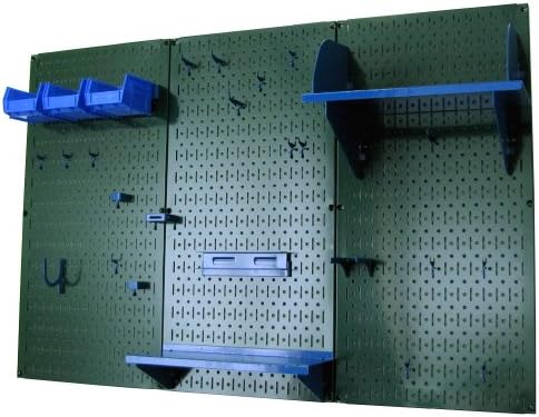 Wall Control Pegboard Organizer 4 ft. Metal Pegboard Standard Tool Storage Kit with Green Toolboard and Blue Accessories - Image 2
