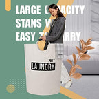Caroeas Super Large 150L Laundry Basket Pro, Waterproof Laundry Hamper, Collapsible Laundry Basket Easy Storage, Clothes Hamper Stands Up Well, Laundry Bag with Padded Handles (Beige) - Image 2