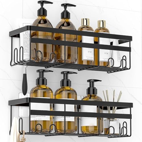 WOWBOX 2 Pack Adhesive Shower Caddies, No Drill Bathroom Shelves, X-Large by WOWBOX