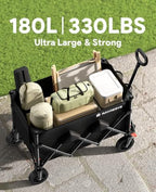 Collapsible Wagon Cart with Wheels, 330LBS for Grocery Shopping Camping - Image 3
