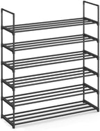 SONGMICS Shoe Rack, 6-Tier Shoe Organizer, Metal Storage Shelf | for Entryway, Upright or Upside Down, for 24-30 Pairs, Stackable, 11.8 x 36.2 x 42.7 Inches, Black ULSA306BH01 by Unknown