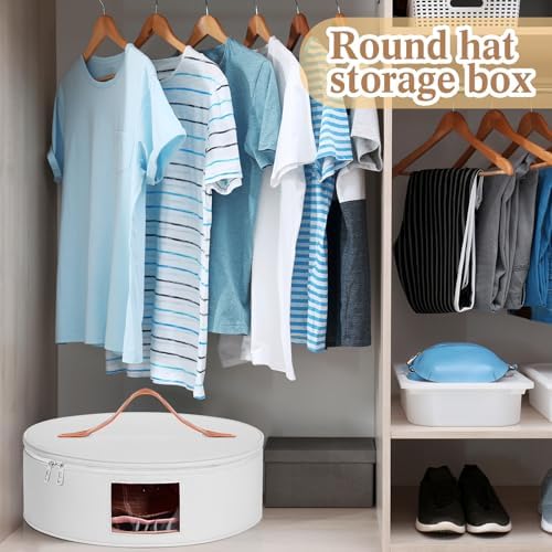 Chunful Hat Box for Women Storage Cowboy Hat Box, White, Height 6.3 Inches - Image 4