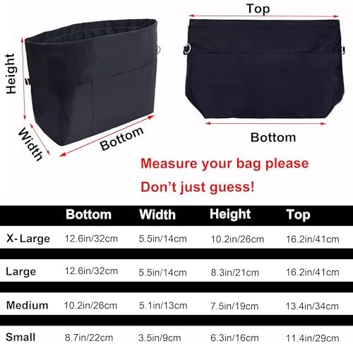 Handbag Tote Purse Organizer Insert, Large, Black - Image 2