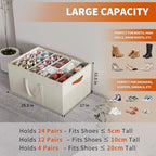 Aokeyee 2 Pack Shoe Organizer for Closet, Large Shoe Storage Box, Beige - Image 2