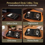 Luxe Genuine Leather Valet Chronicle Tray | Premium Handmade Multipurpose Catchall Tray, Coin watch key Trinket Dish for Home office Desk, Nightstand Entryway (Charcoal, 11 x 9 x 1.5) - Image 5