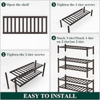 Smiry Bamboo Shoe Rack, 12 Vertical Slats, 5 Tier - 26.8" Wide, Brown - Image 6