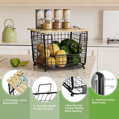 2 Pack Stackable Potato Onion Bins, Pantry Organizers and Storage - Image 5