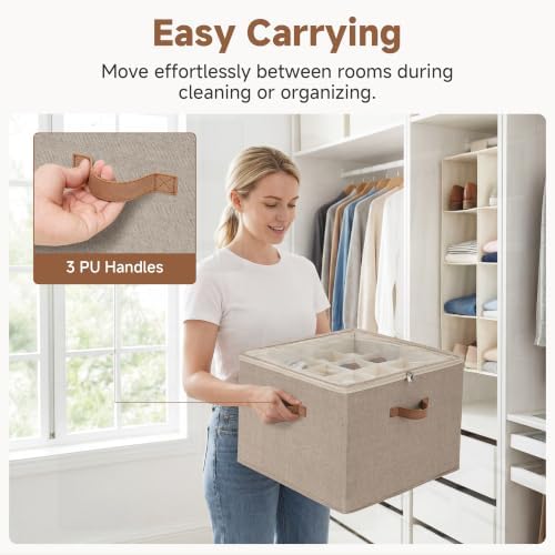 StorageWorks 16-Pair Closet Shoe Organizer with Adjustable Dividers, Taupe - Image 4