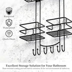 SRIWATANA Shower Caddy Hanging, Shower Organizer with Razor Hooks, Black - Image 2