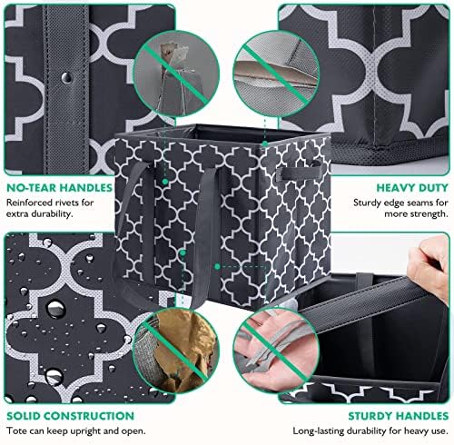Reusable Grocery Bags 2Pack Foldable Washable Large Storage Bins, Dark Grey - Image 5