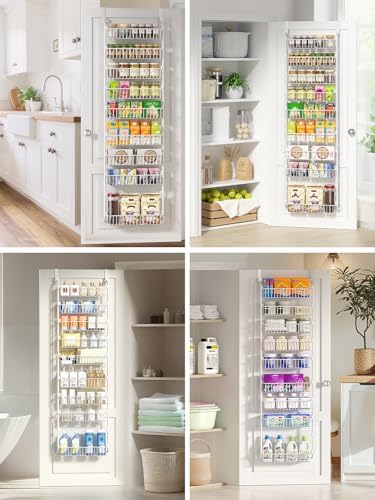 Delamu Over The Door Pantry Organizer, 9-Tier Pantry Door Organizers and Storage with Adjustable Basket, Metal Hanging Spice Rack, Seasoning Organizer, Door Organizer for Home Kitchen Bathroom, White - Image 7