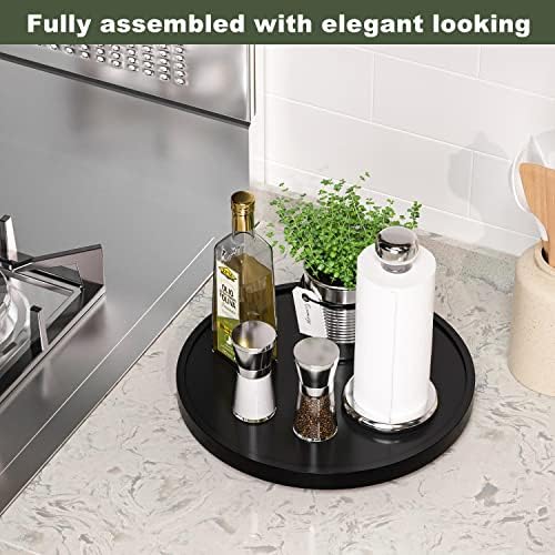 Lazy Susan for Table, 12 Inch Non-Skid Bamboo Turntable Organizer - Image 2