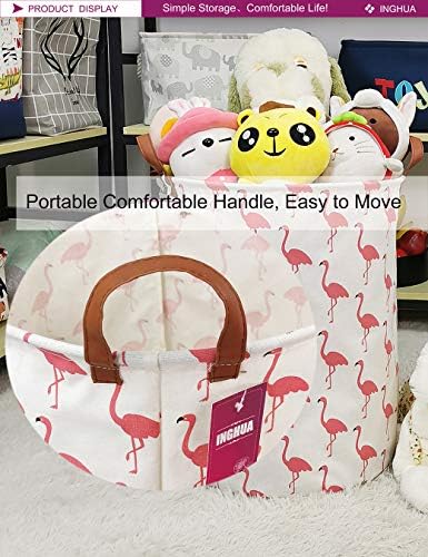 Flamingo Laundry Hamper Large Canvas Fabric Storage Basket - Image 4