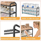 ENJOYBASICS 3 Tier Expandable Shoe Rack, Metal Small Shoes Shelf, Black - Image 7