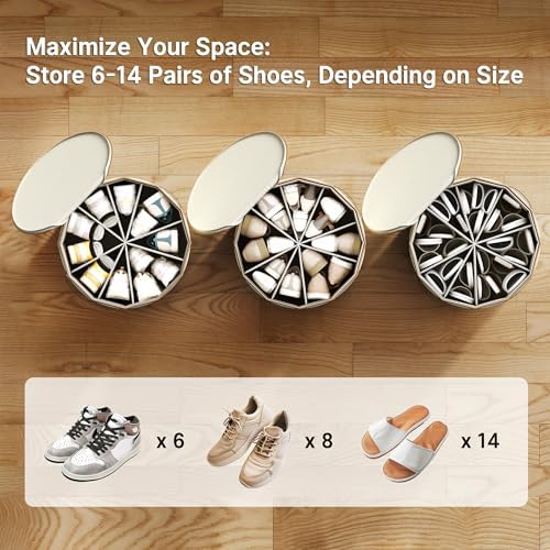 Round Shoe Organizer, Fan Dividers for Wide Shoes & Boots, Beige, 2 Pack - Image 2