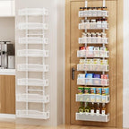 Delamu 8 Tier Over the Door Pantry Organizer, 2in1 Hanging or Wall Mount Spice Rack Seasoning, Adjustable Heavy-Duty Pantry Door Organizer and Storage for Kitchen Cabinet and Bathroom, 15.3" White by DELAMU